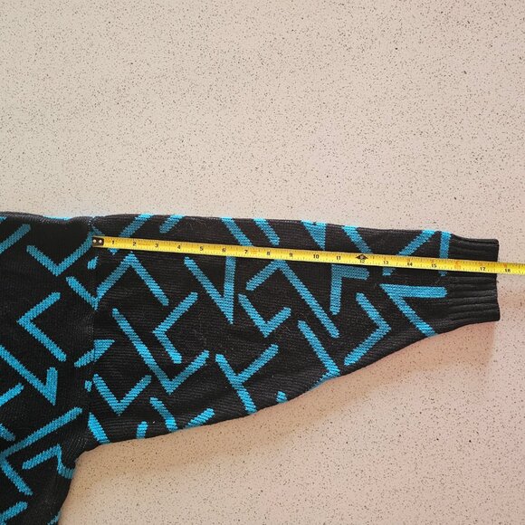 Vintage Eber Black and Blue Geometric 80s/90s Sweater Size Large - Picture 2 of 10